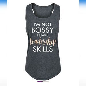 Instant Message I'm Not Bossy Gray Tank Top Women XL Cotton Polyester